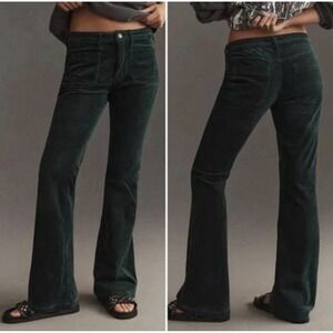 Anthropologie Pilcro The Icon Corduroy Flare Jeans Mid-Rise Green Size 28